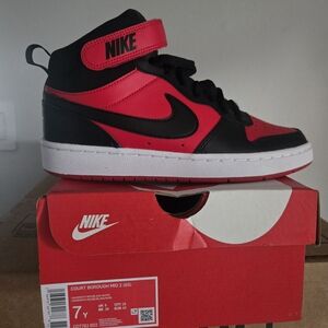 Nike Red and Black Court Borough Mid 2 Sneakers